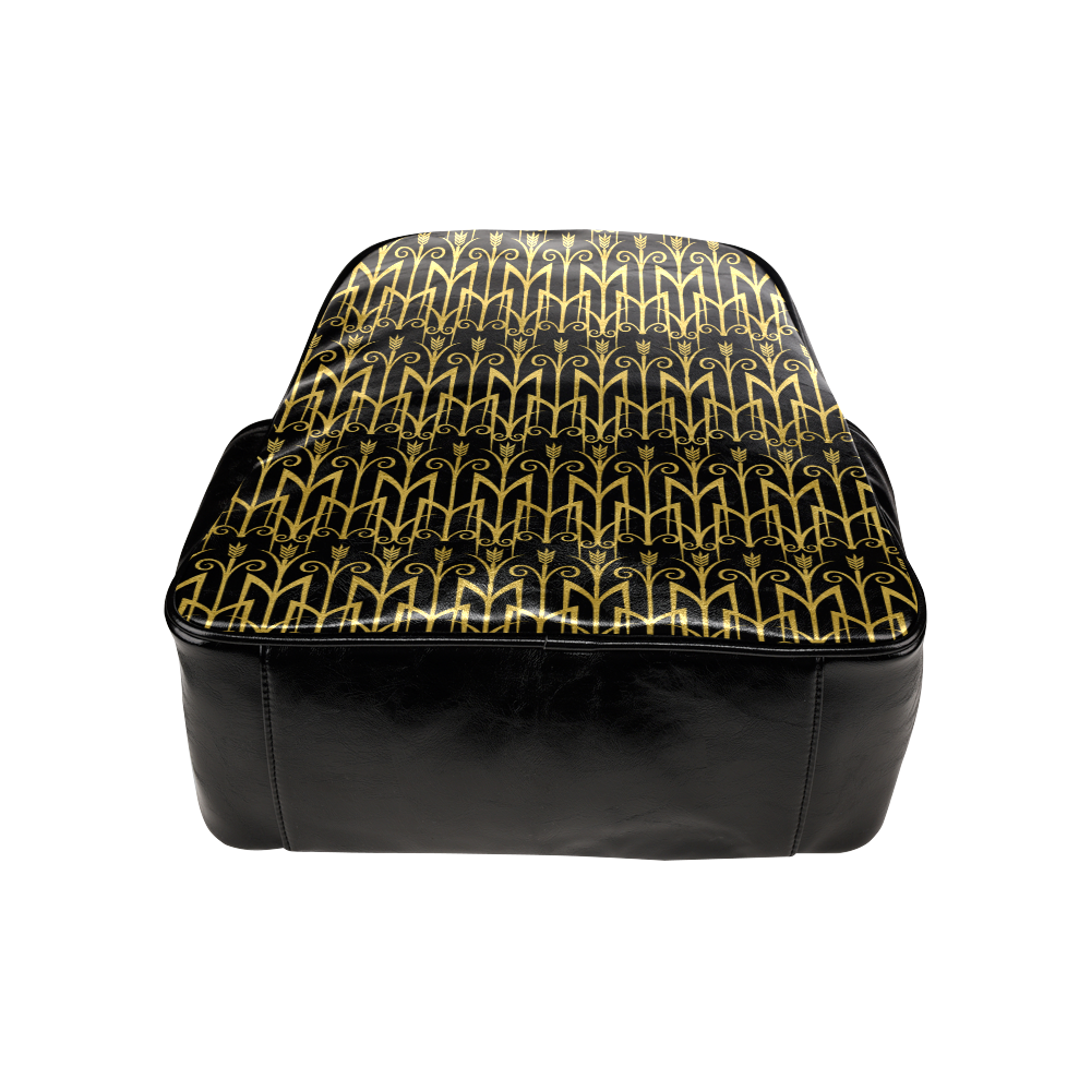 Beautiful BlackAnd Gold Art Deco Pattern Multi-Pockets Backpack (Model 1636)