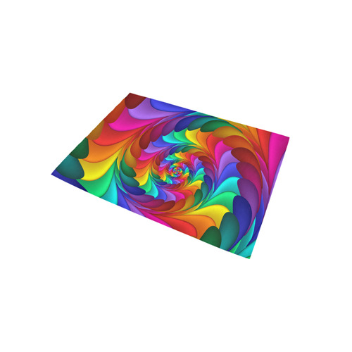 Psychedelic Rainbow Spiral Fractal Area Rug 5'x3'3''