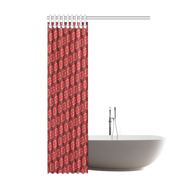 Red Passion Floral Pattern Shower Curtain 48"x72"