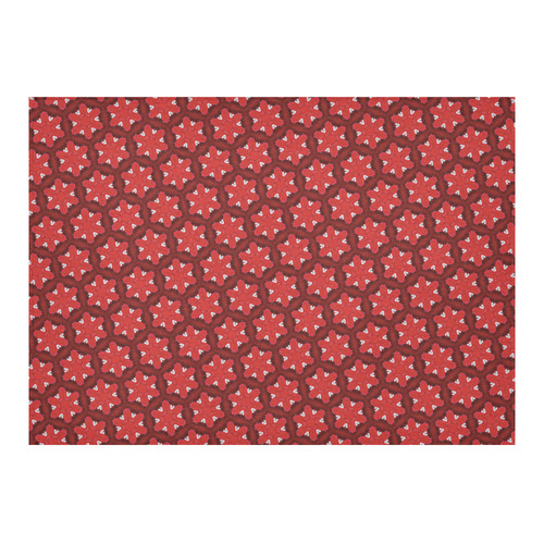 Red Passion Floral Pattern Cotton Linen Tablecloth 60"x 84"