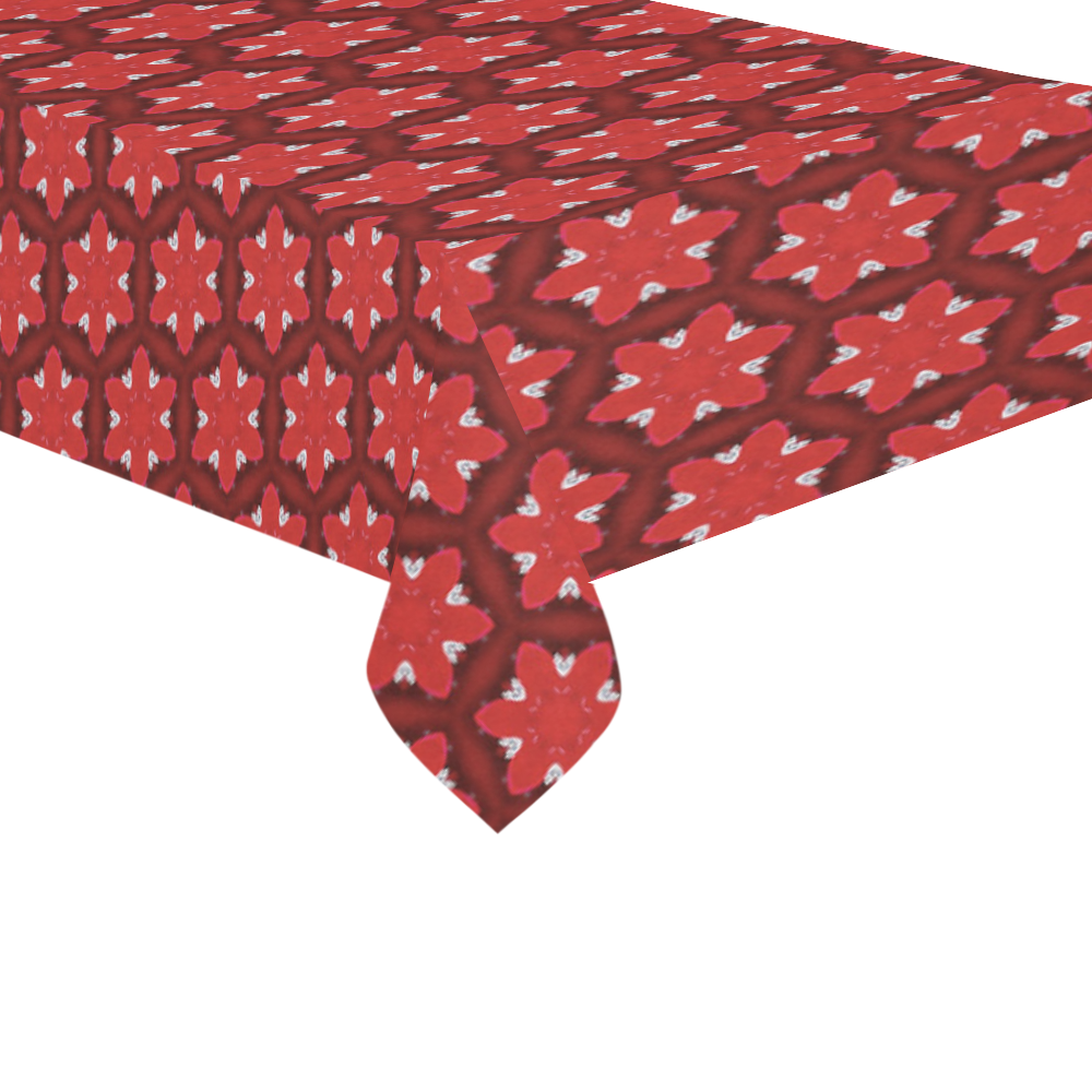 Red Passion Floral Pattern Cotton Linen Tablecloth 60"x 104"