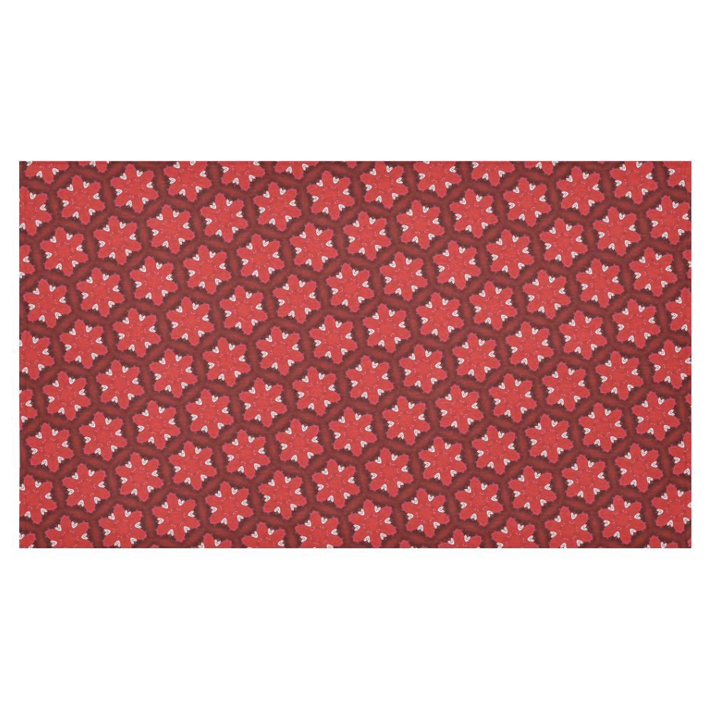 Red Passion Floral Pattern Cotton Linen Tablecloth 60"x 104"