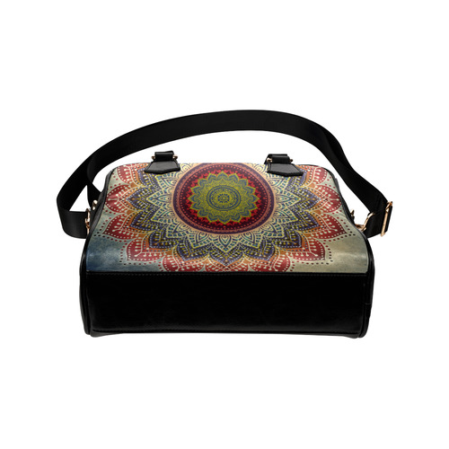 Folk Art MANDALA - dirty grunge blue red Shoulder Handbag (Model 1634)