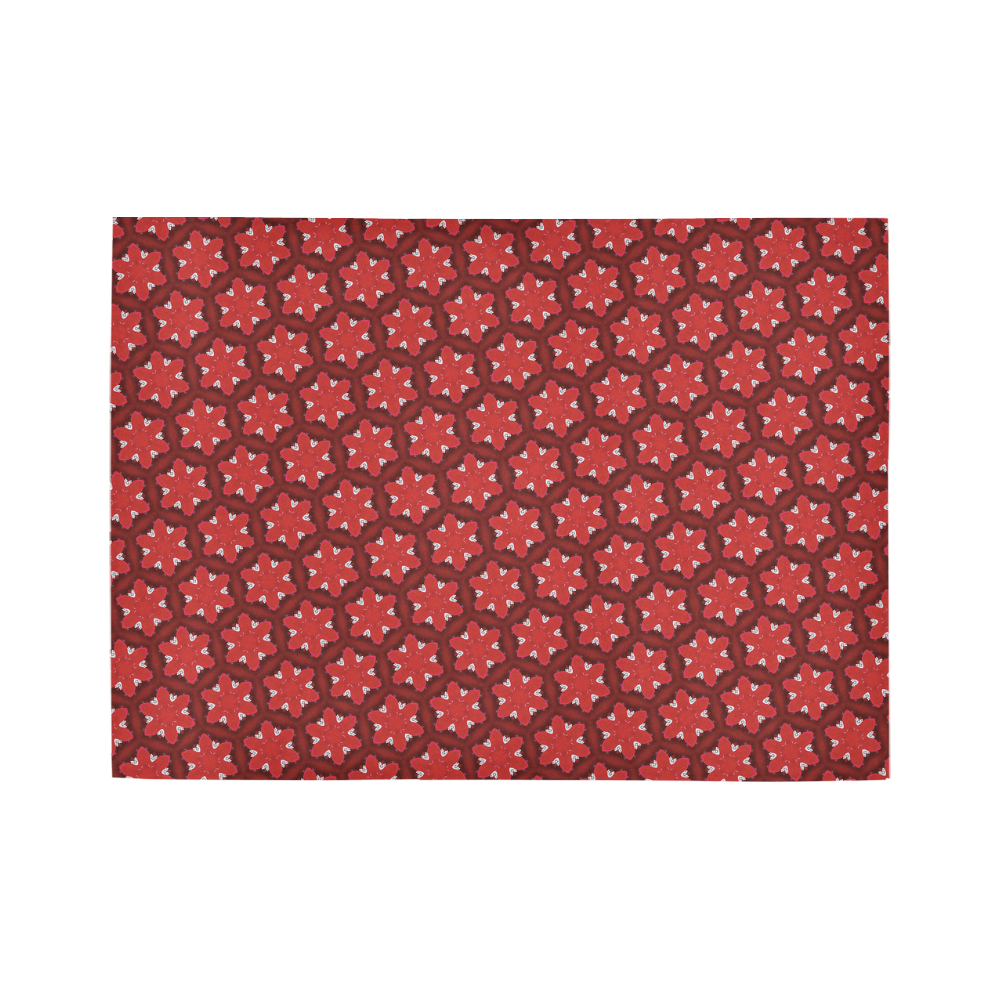 Red Passion Floral Pattern Area Rug7'x5'