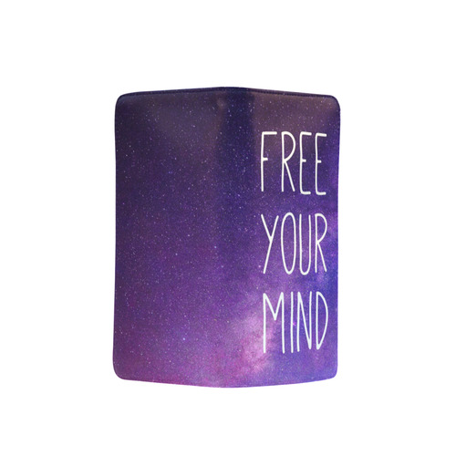 "Free Your Mind" Quote Purple Blue Night Sky Men's Clutch Purse （Model 1638）