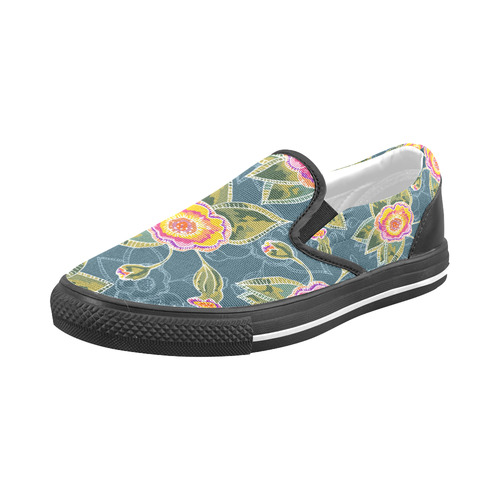 Floral Fantsy Pattern Men's Slip-on Canvas Shoes (Model 019)