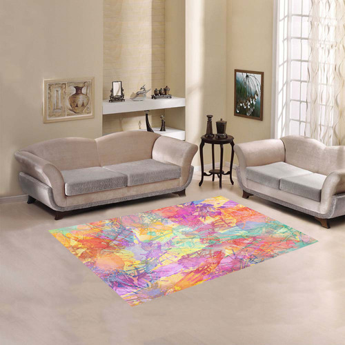 Watercolor Painting Splashes Pastel Multicolored Area Rug 5'3''x4'