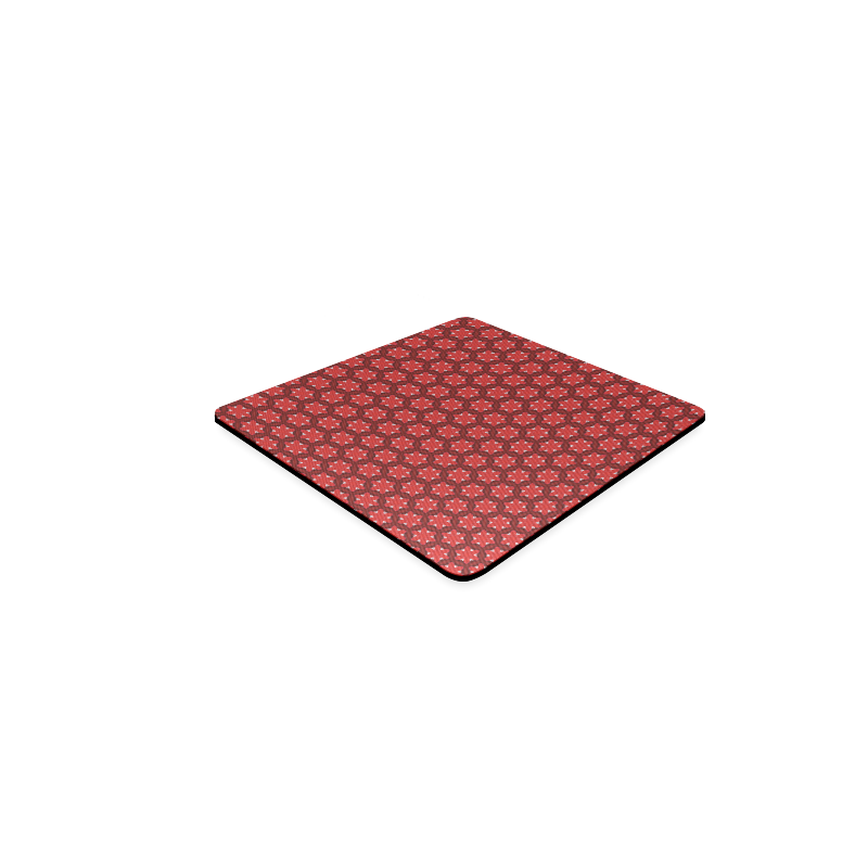 Red Passion Floral Pattern Square Coaster