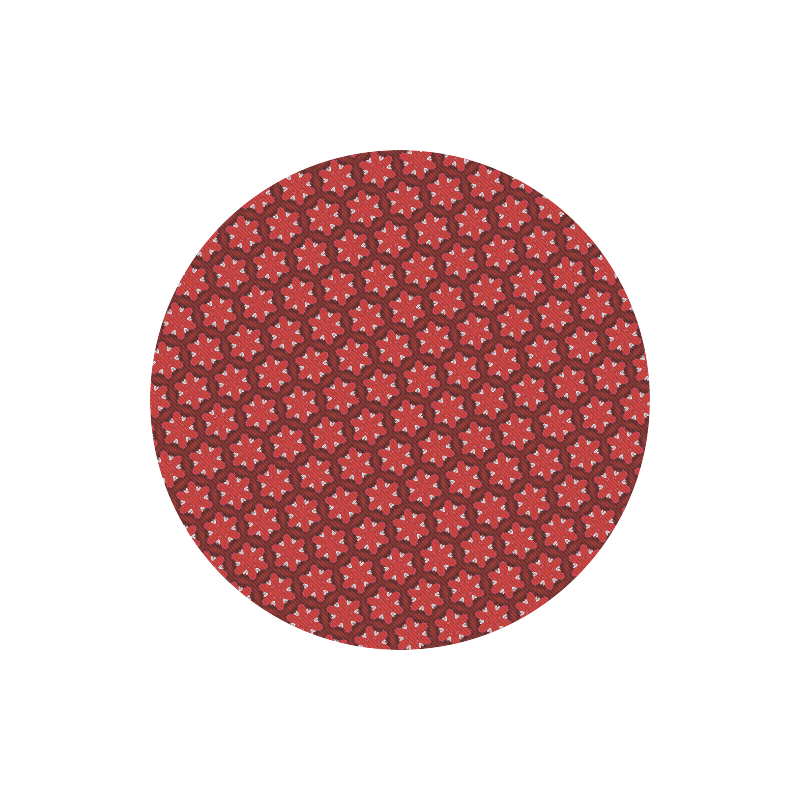 Red Passion Floral Pattern Round Mousepad