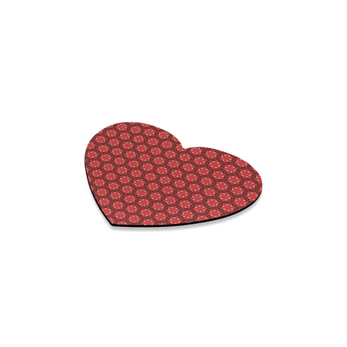 Red Passion Floral Pattern Heart Coaster