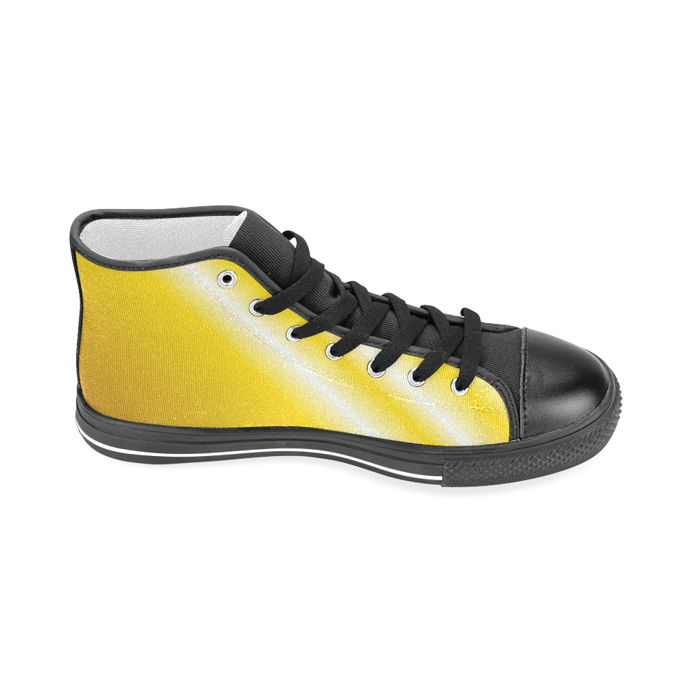 Yellow Sunbeams Stripes Men’s Classic High Top Canvas Shoes (Model 017)