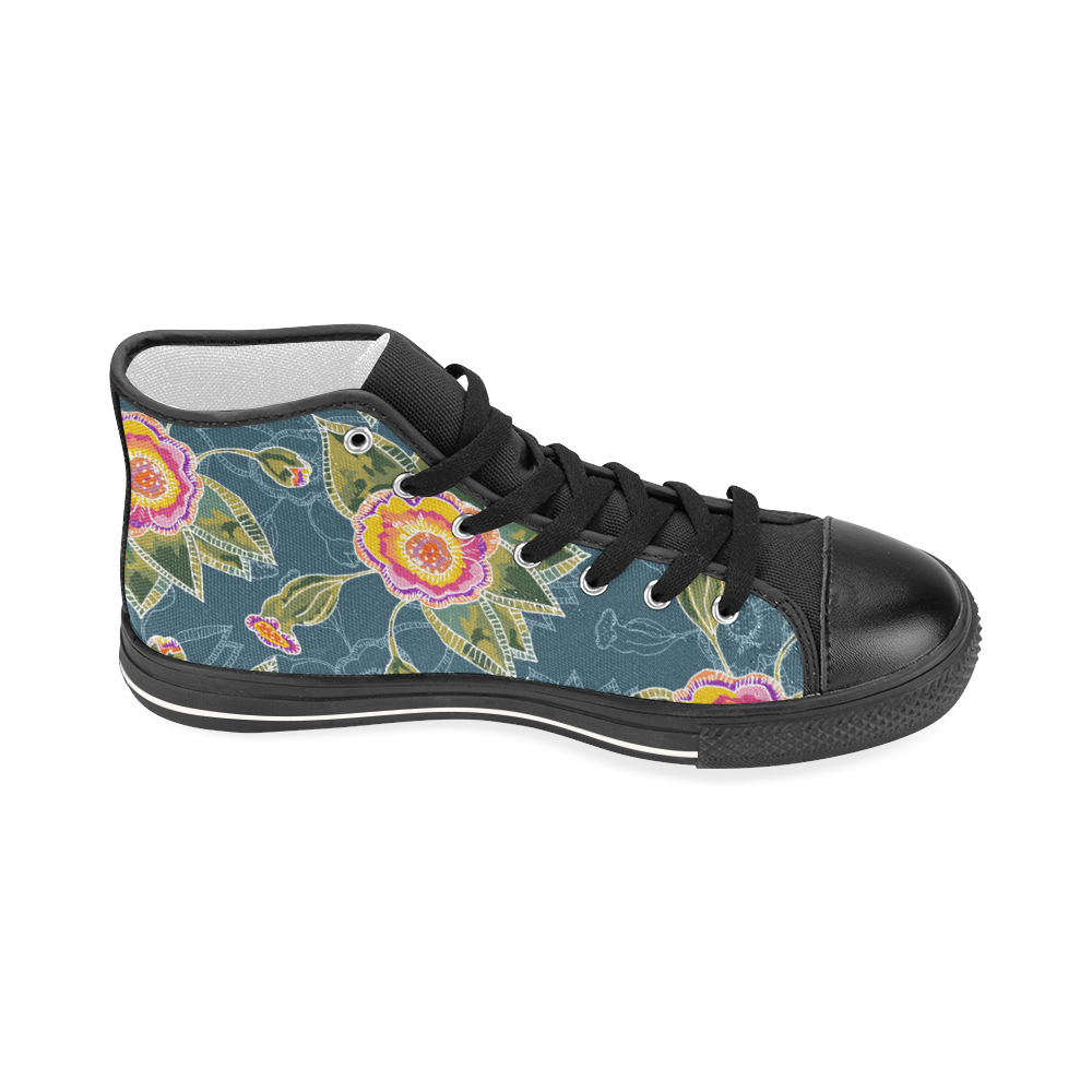 Floral Fantsy Pattern Women's Classic High Top Canvas Shoes (Model 017)