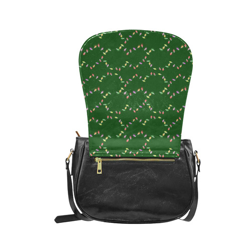 Festive Christmas Lights on Green Classic Saddle Bag/Large (Model 1648)