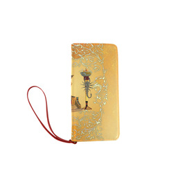 Beautidul egyptian women on a throne Women's Clutch Wallet (Model 1637)