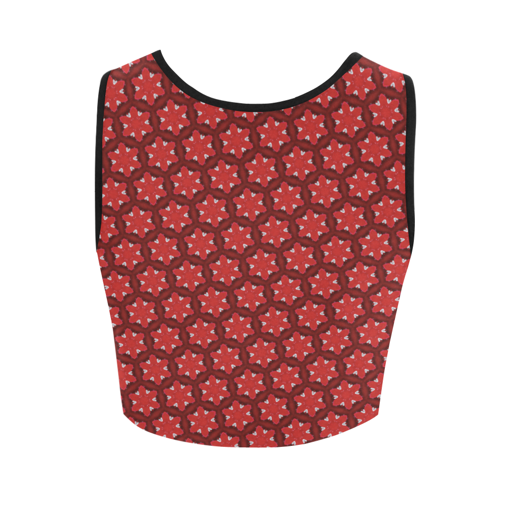 Red Passion Floral Pattern Women's Crop Top (Model T42)
