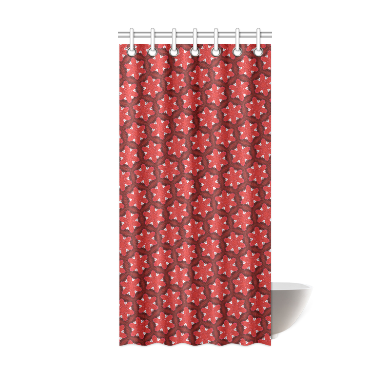 Red Passion Floral Pattern Shower Curtain 36"x72"