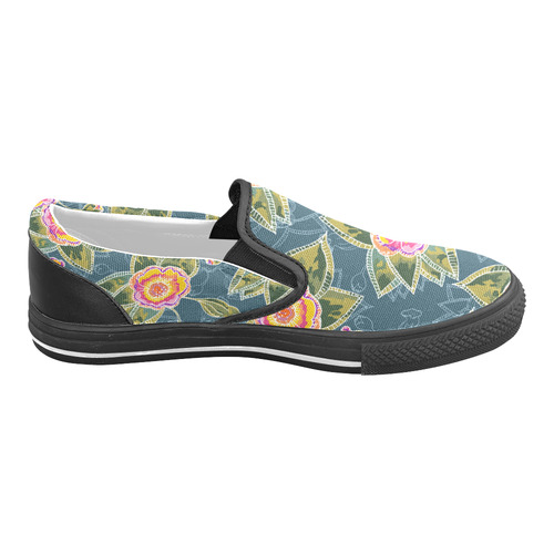 Floral Fantsy Pattern Men's Slip-on Canvas Shoes (Model 019)