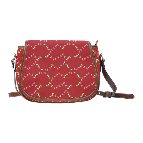 Festive Christmas Lights  on Red Saddle Bag/Small (Model 1649) Full Customization