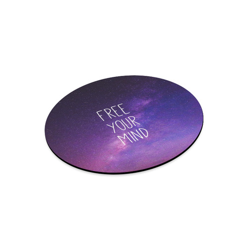 "Free Your Mind" Quote Purple Blue Night Sky Round Mousepad