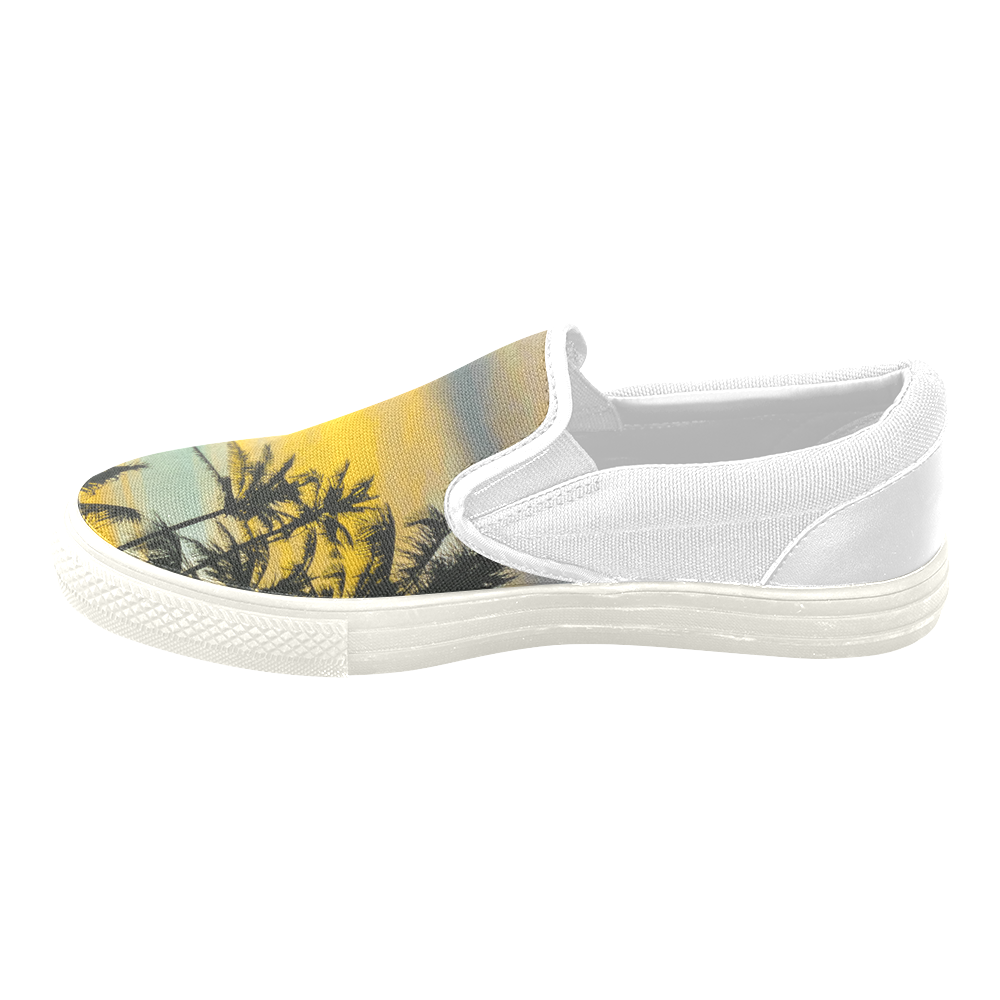Tropical Scene at Sunset Time Men's Unusual Slip-on Canvas Shoes (Model 019)