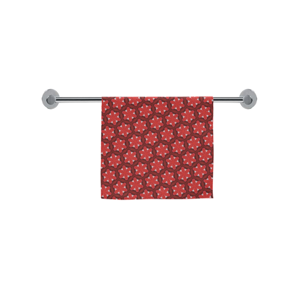 Red Passion Floral Pattern Custom Towel 16"x28"