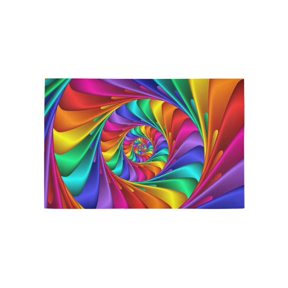 Psychedelic Rainbow Spiral Fractal Area Rug 5'x3'3''