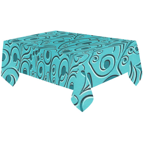 sweet hearts, turquoise Cotton Linen Tablecloth 60"x120"