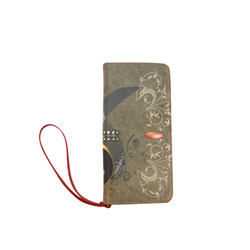 Golden clef and floral design Women's Clutch Wallet (Model 1637)