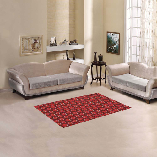 Red Passion Floral Pattern Area Rug 2'7"x 1'8‘’