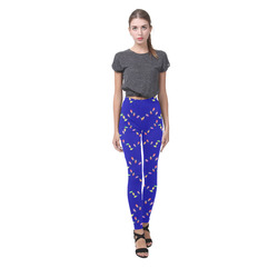 Festive Christmas Lights on Blue Cassandra Women's Leggings (Model L01)