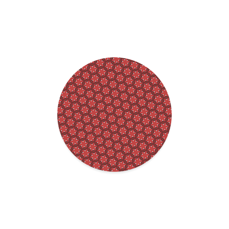 Red Passion Floral Pattern Round Coaster