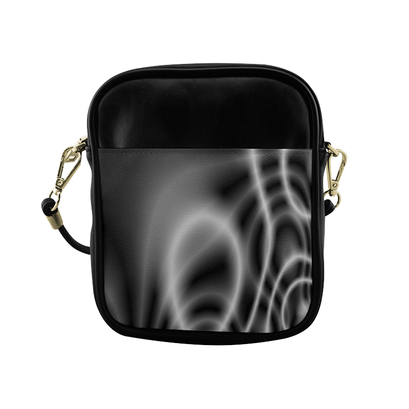 Black and White Swirls Fractal Sling Bag (Model 1627)