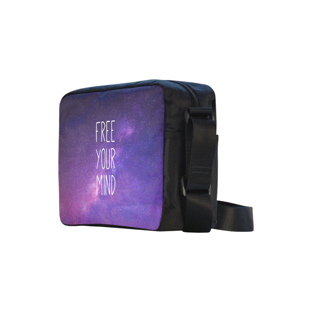 "Free Your Mind" Quote Purple Blue Night Sky Classic Cross-body Nylon Bags (Model 1632)