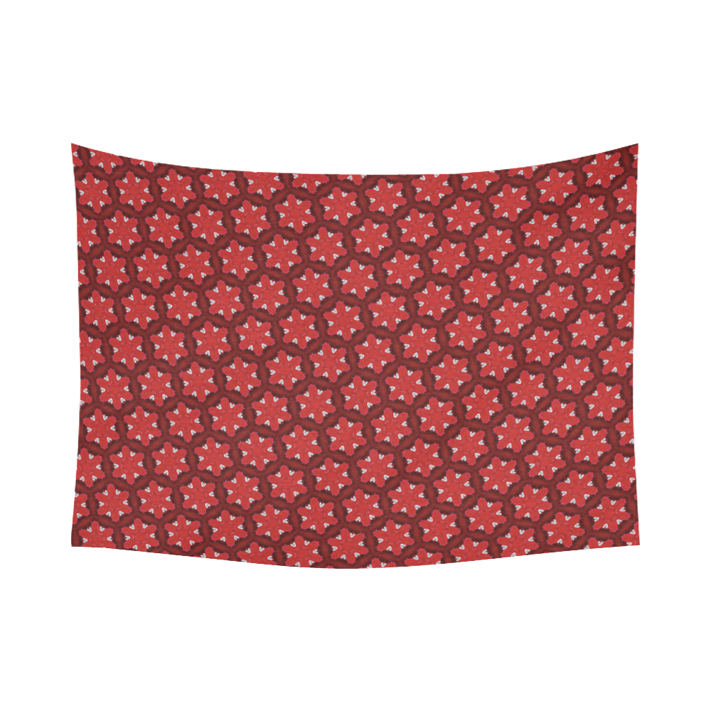 Red Passion Floral Pattern Cotton Linen Wall Tapestry 80"x 60"