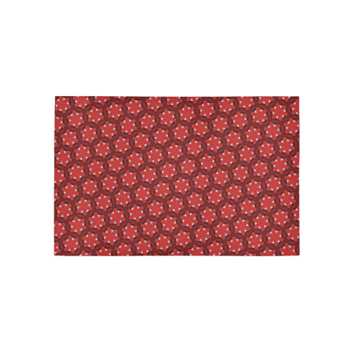 Red Passion Floral Pattern Area Rug 5'x3'3''