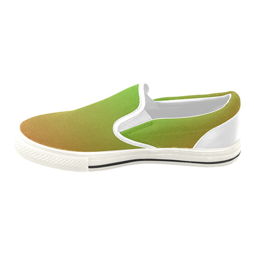 Green and Red Ombre Men's Unusual Slip-on Canvas Shoes (Model 019)