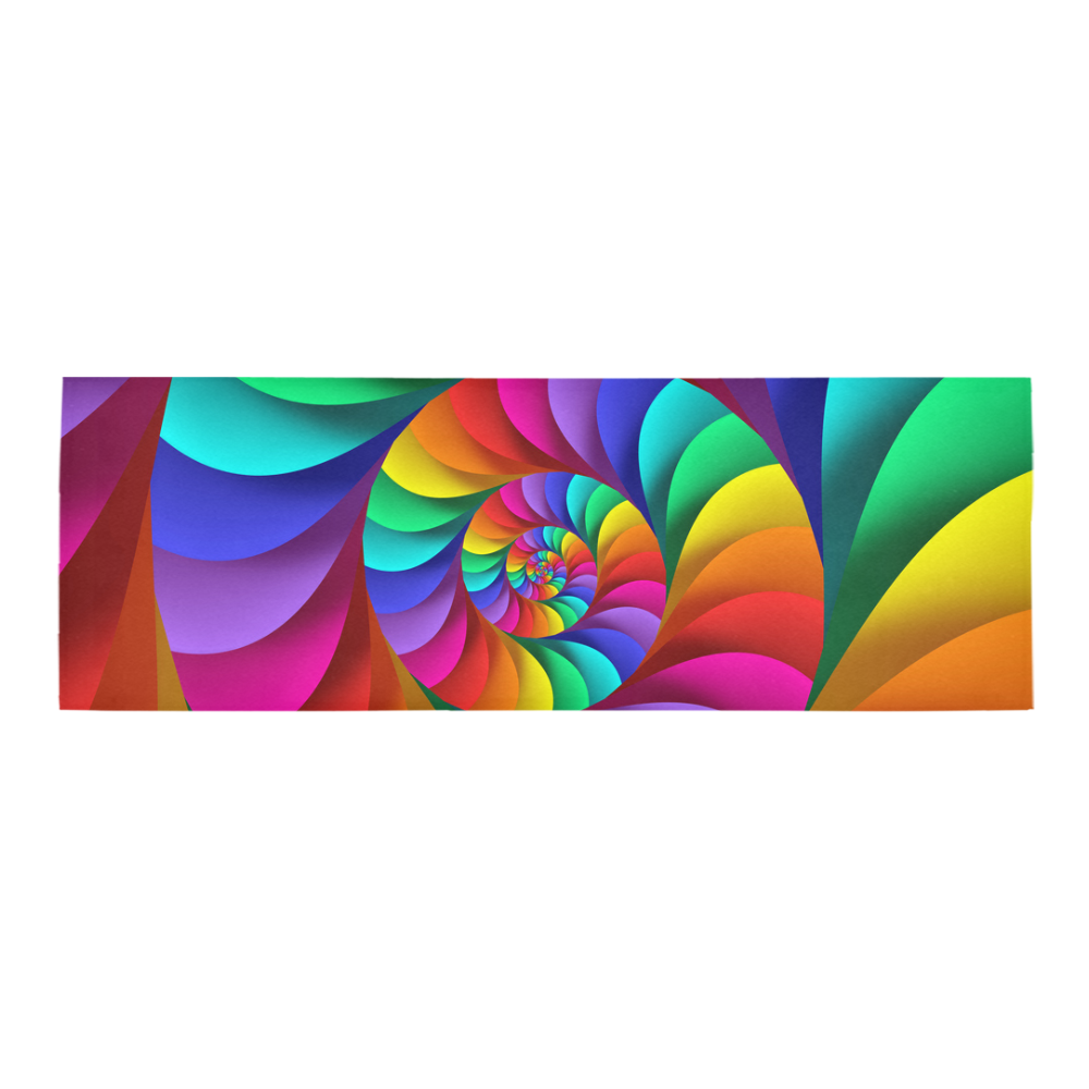 Psychedelic Rainbow Spiral Fractal Area Rug 9'6''x3'3''