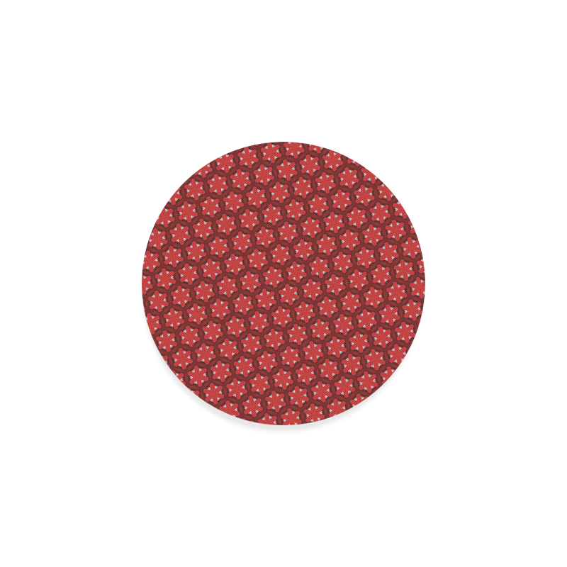 Red Passion Floral Pattern Round Coaster