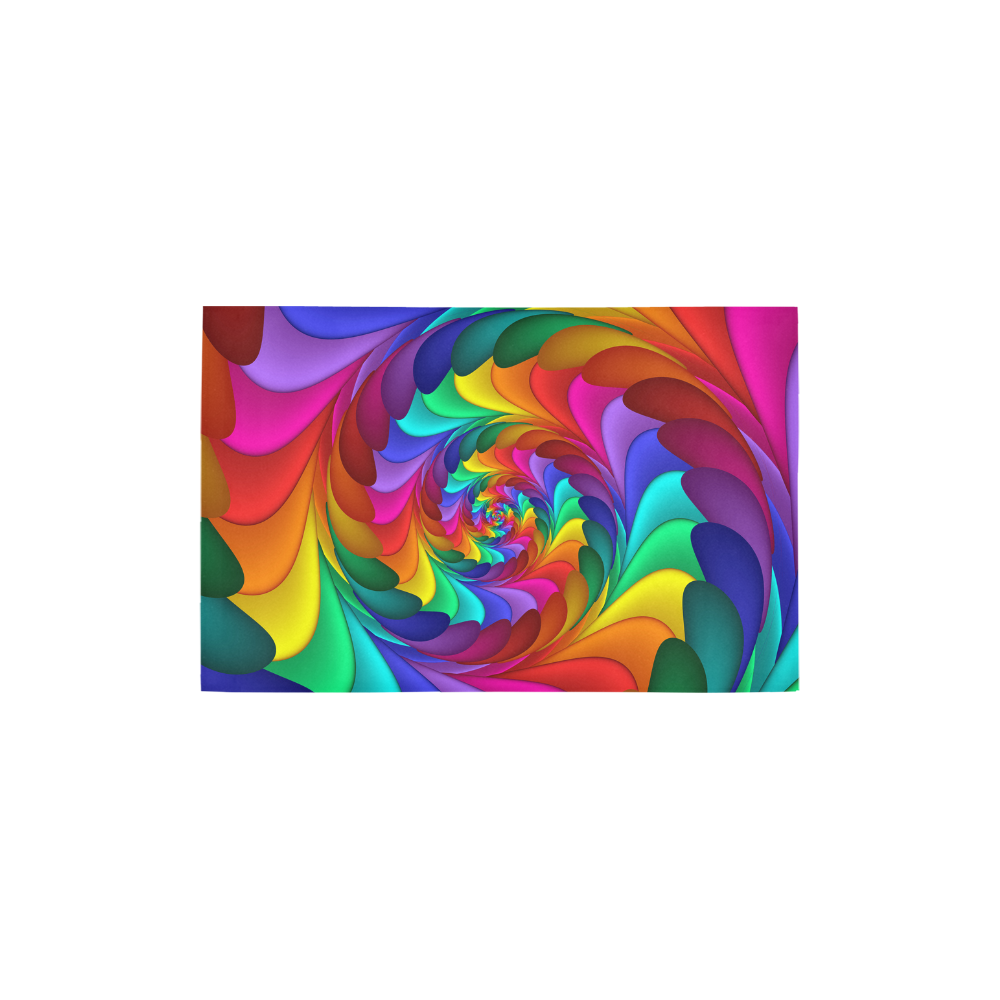 Psychedelic Rainbow Spiral Fractal Area Rug 2'7"x 1'8‘’