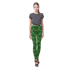 Festive Christmas Lights on Green Cassandra Women's Leggings (Model L01)