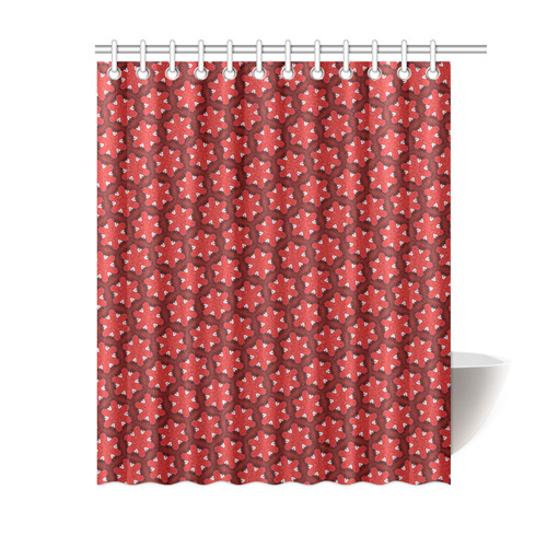 Red Passion Floral Pattern Shower Curtain 60"x72"