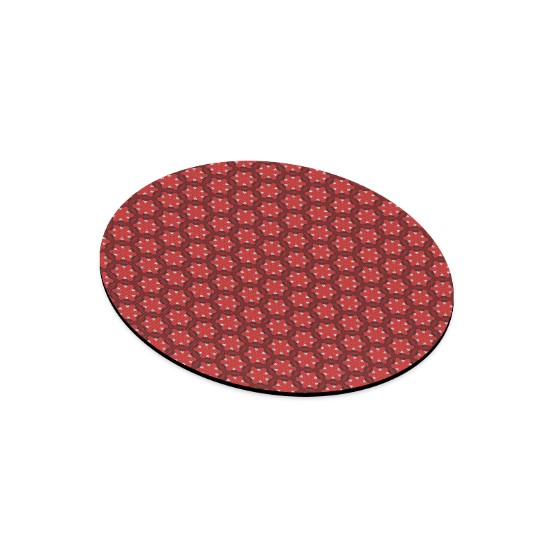 Red Passion Floral Pattern Round Mousepad