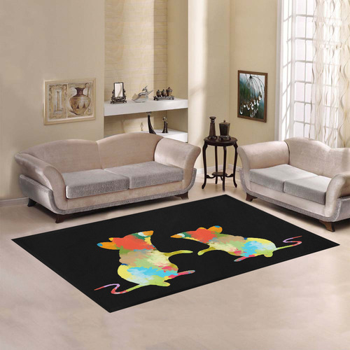 Mouse Shape Colorful Splash Design Area Rug7'x5'