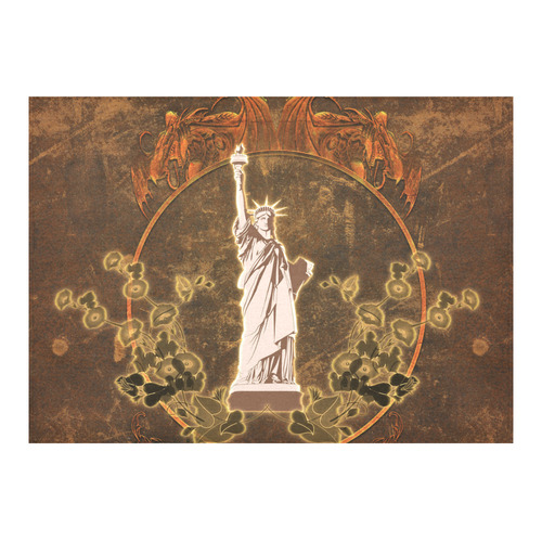 Statue of liberty with flowers Cotton Linen Tablecloth 60"x 84"