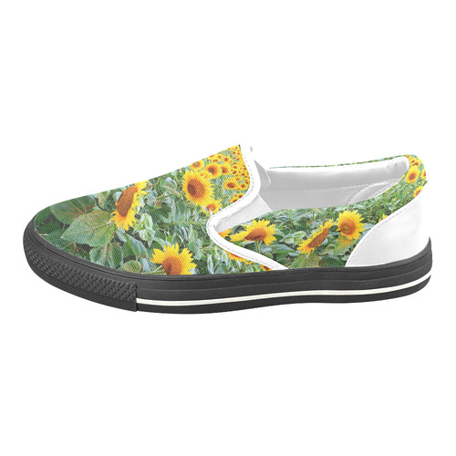 Sunflower Field Women's Unusual Slip-on Canvas Shoes (Model 019)