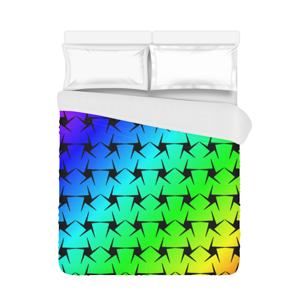 Colorful Black Star Duvet Cover 86"x70" ( All-over-print)