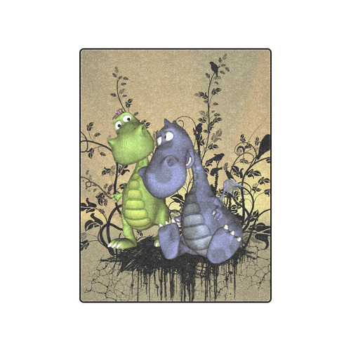 Best friends, funny dragons with flowers Blanket 50"x60"