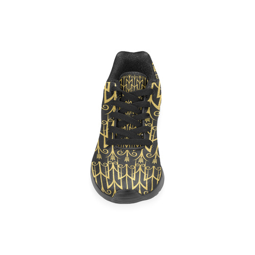 Beautiful BlackAnd Gold Art Deco Pattern Women’s Running Shoes (Model 020)