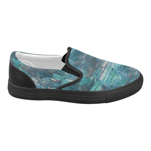 Marble - siena turchese Women's Slip-on Canvas Shoes (Model 019)