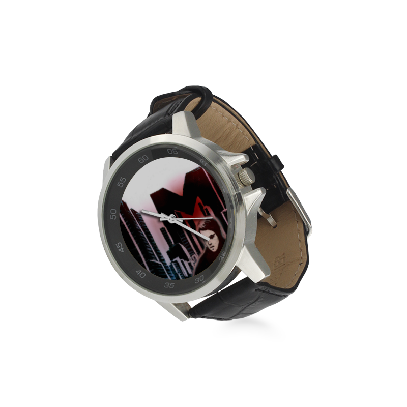 A_la_sombra_de_M watch Unisex Stainless Steel Leather Strap Watch(Model 202)